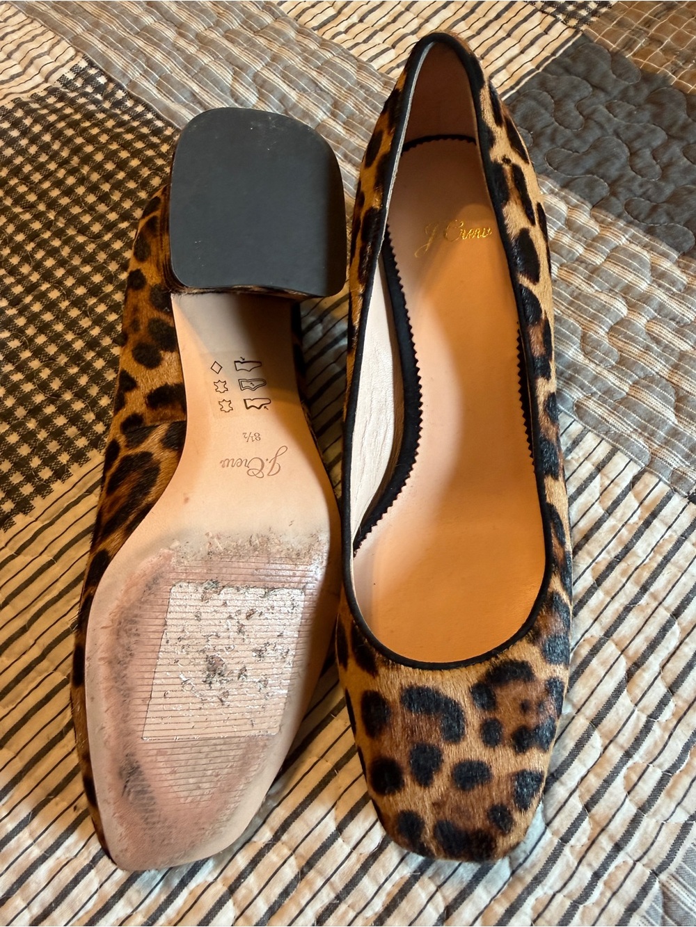 Leopard Print Pointed Toe Block Heel Pumps - Brown/Black by J. Crew - Picture 2 of 3